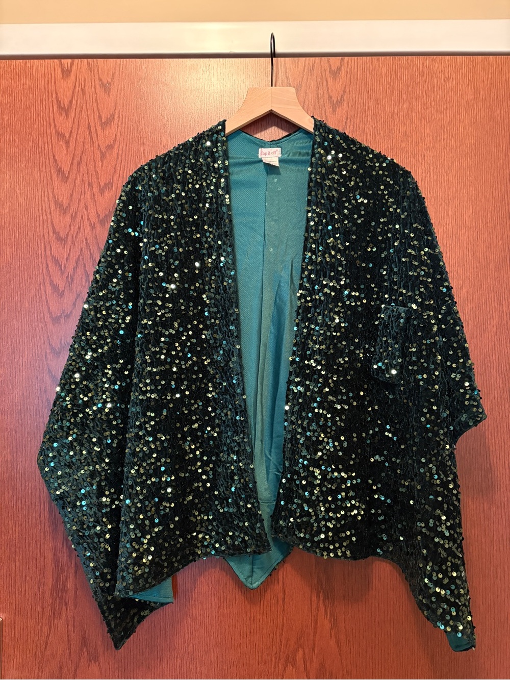 Sequin-Embellished Velvet Keyhole Wrap - Green